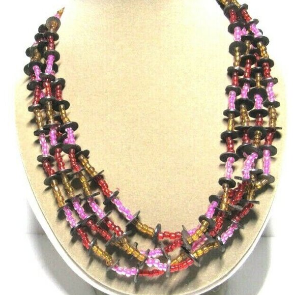 Multi-strand Necklace Boho Hippie Multi-Color Bead - Picture 5 of 6